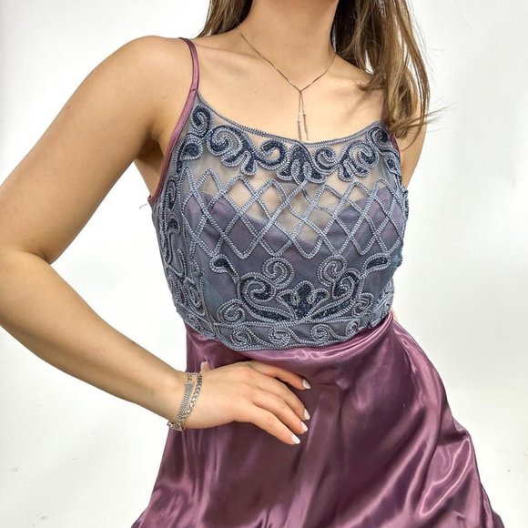 Ultra rare 90s simple slip dress long prom dress - Picture 5 of 8